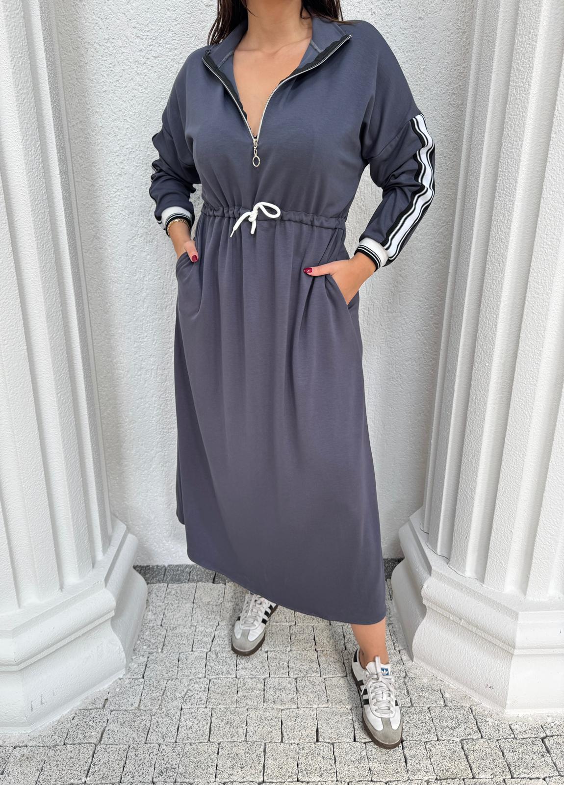 BELDEN BEYAZ İPLİ OYSH MODAL ELBİSE