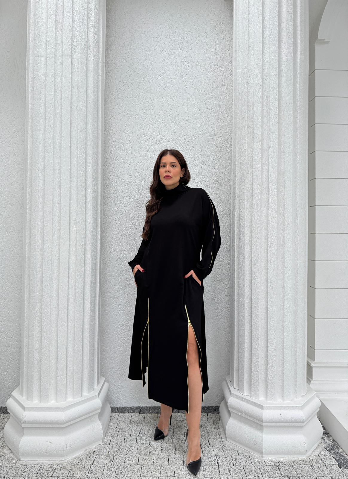 İKİ İPLİK FERMUAR DETAY ELBİSE