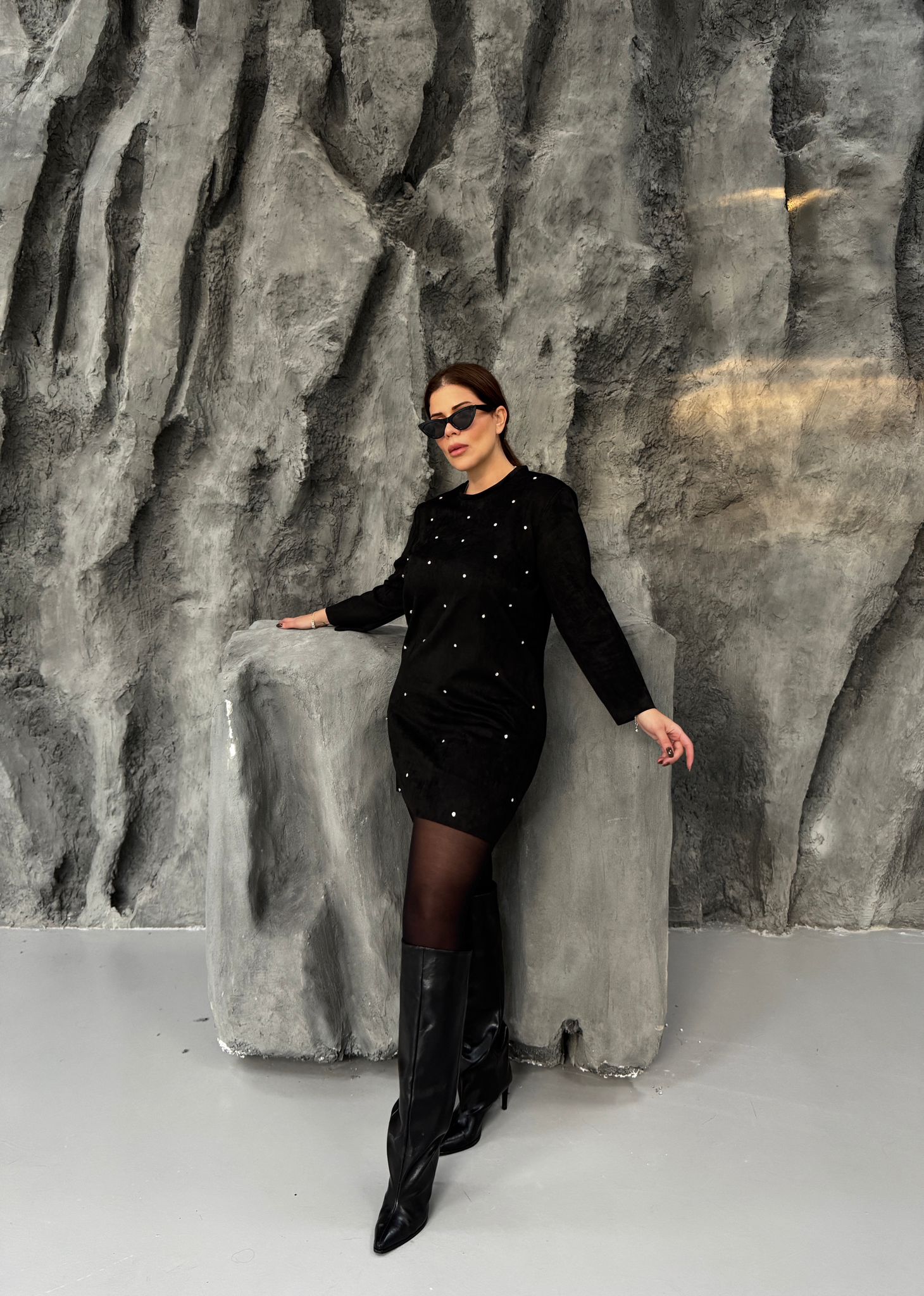 SÜET TAŞLI ELBİSE