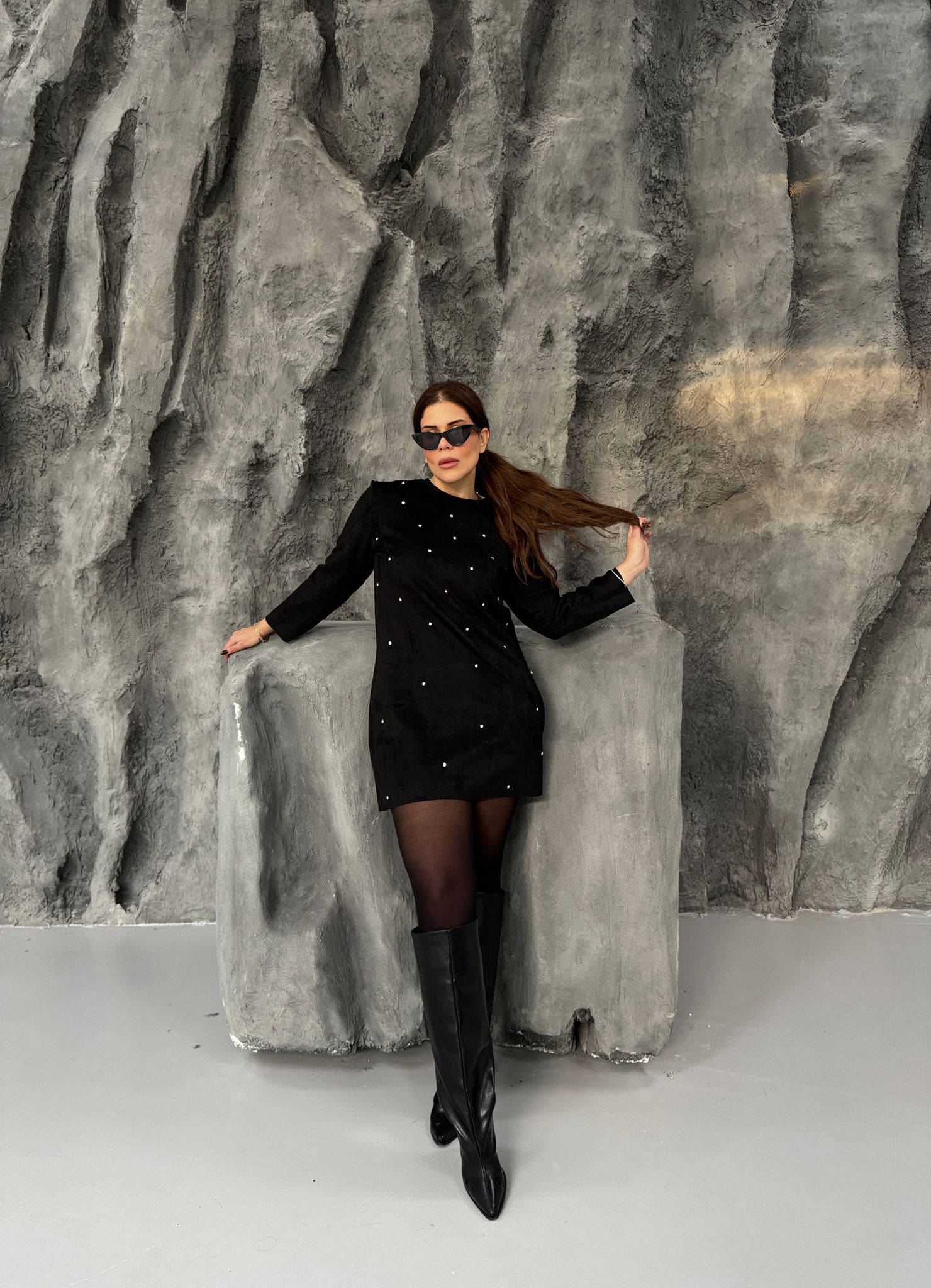 SÜET TAŞLI ELBİSE