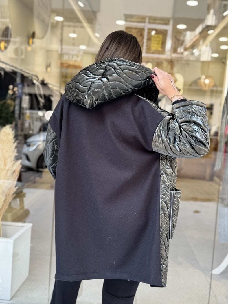 PARLAK KUMAŞ KEÇE ŞİŞME MONT