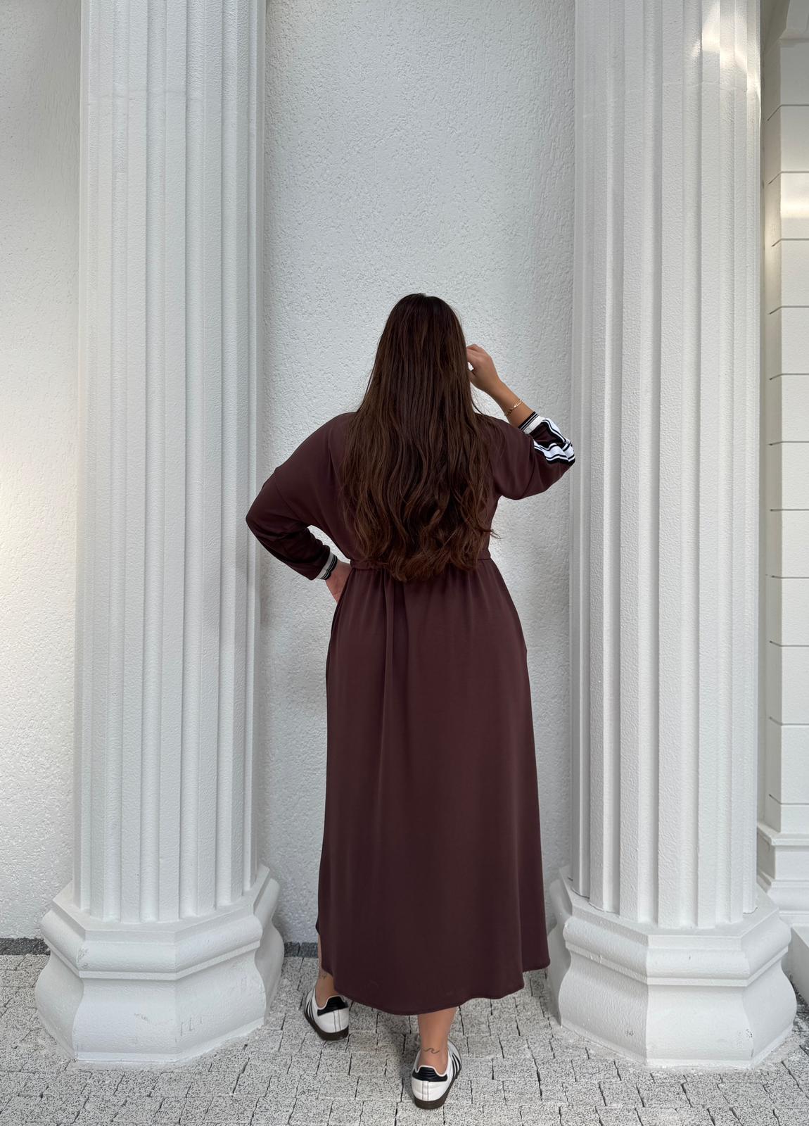 BELDEN BEYAZ İPLİ OYSH MODAL ELBİSE