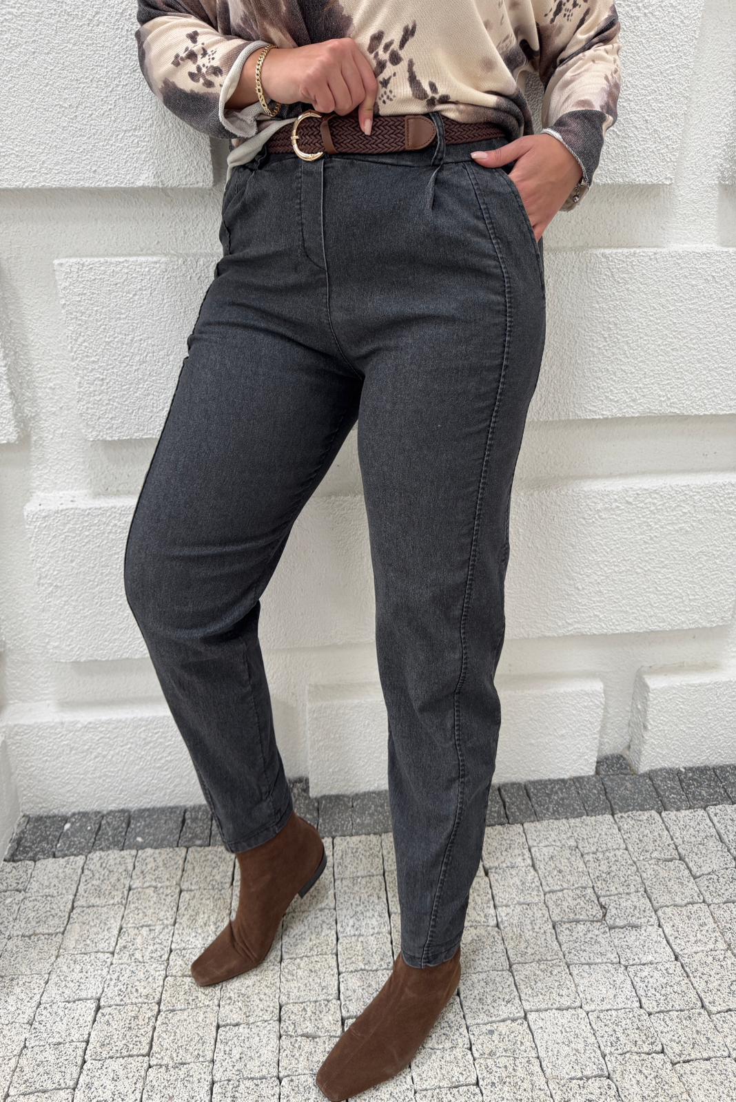 KEMERLİ İTALYAN JEAN PANTOLON GRİ