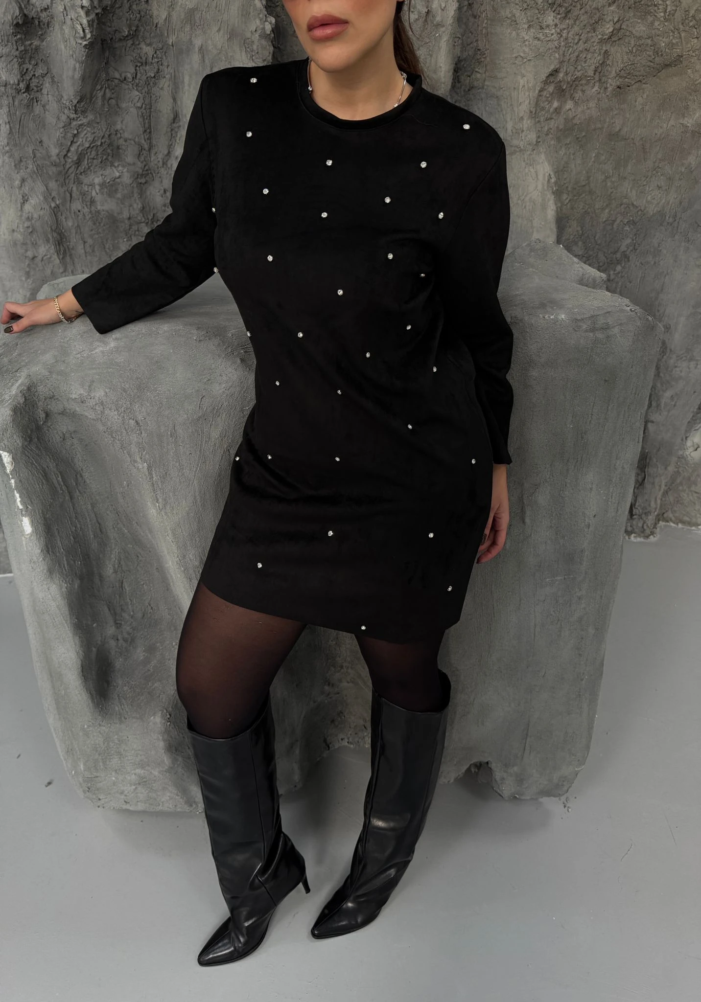 SÜET TAŞLI ELBİSE