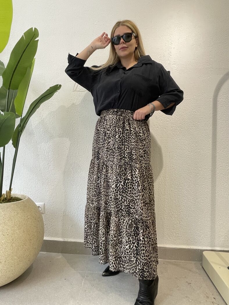 Şifon Çıtır Leopar Etek