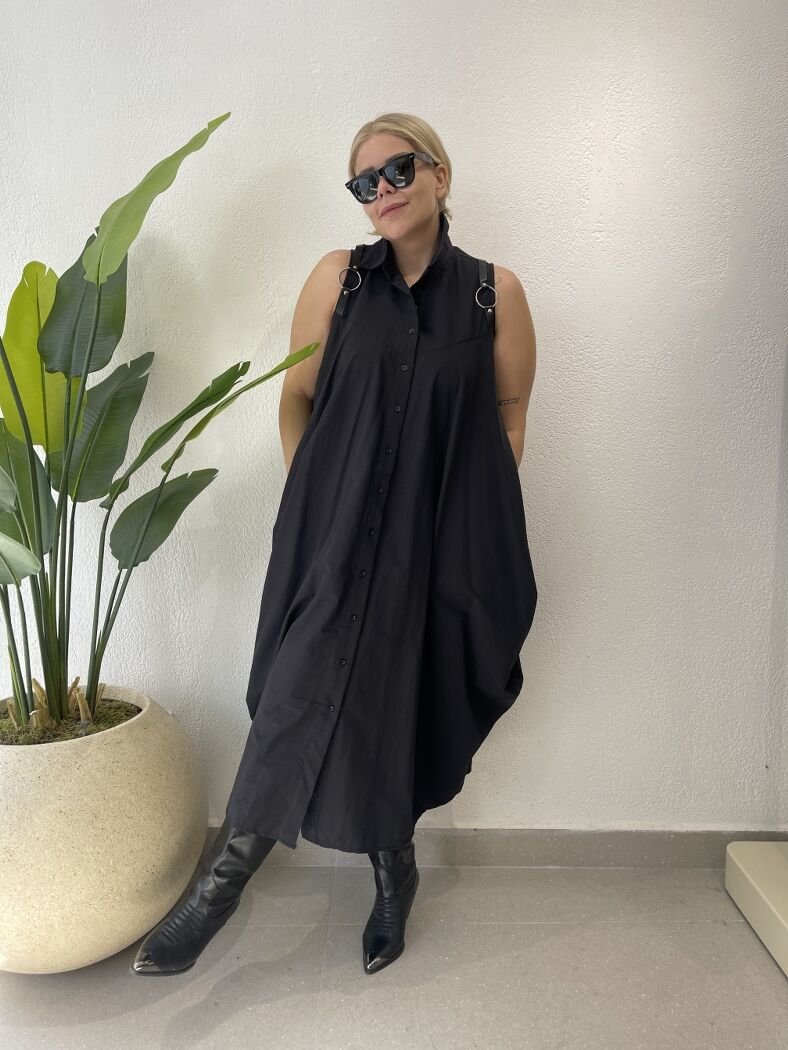 Sıfır Kol Tasarım Cepli Elbise