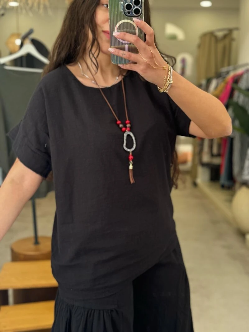 KOLYELİ KISA KOLLU BLUZ