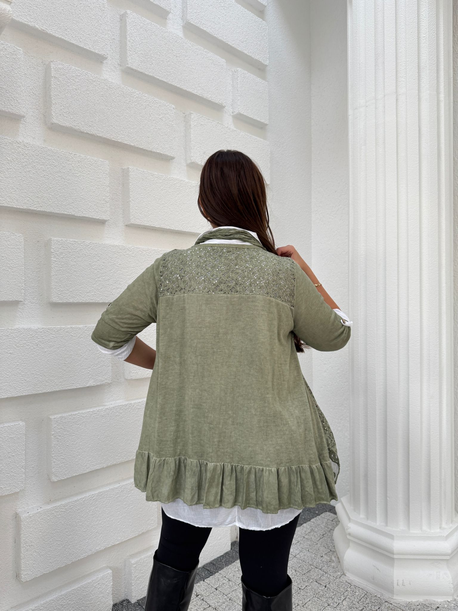 DANTELLİ FULARLI BLUZ