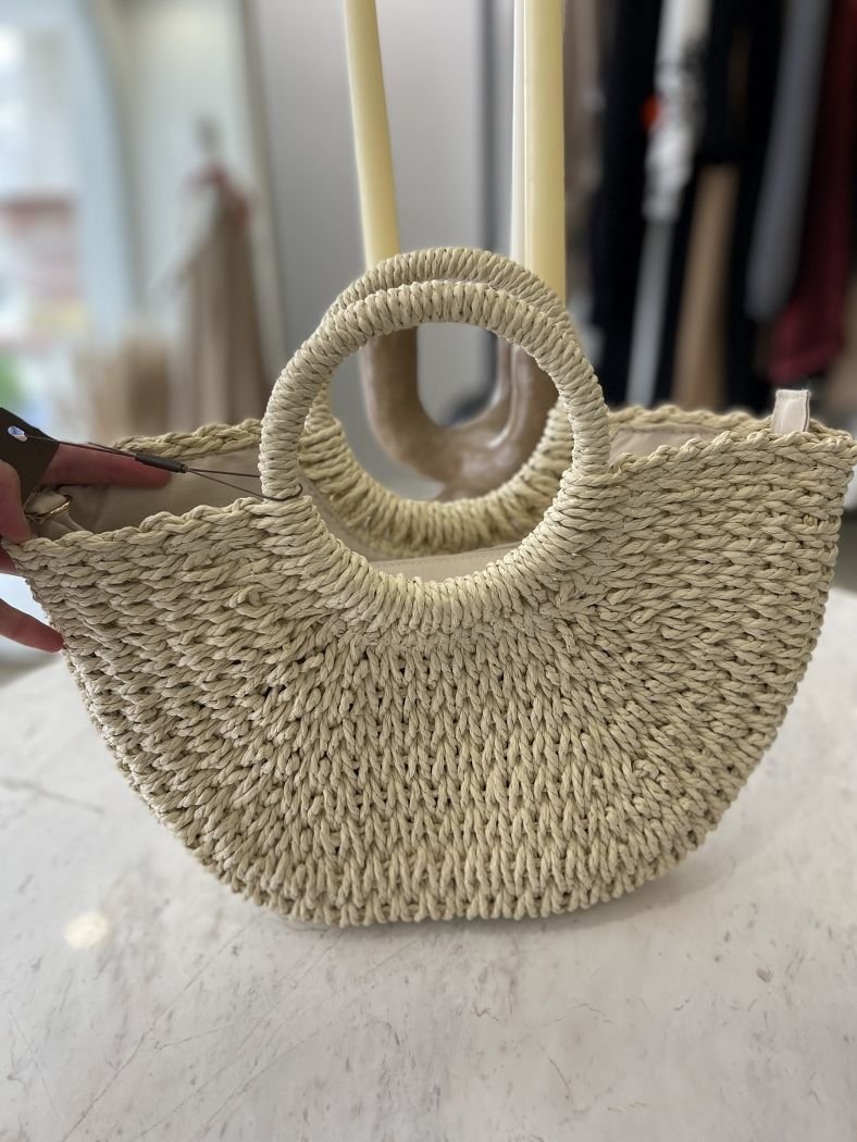 DÜZ HASIR YANDAN VE ELDE TUTMALIK ÇANTA