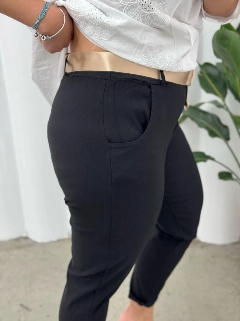 PARLAK TOKALI KEMERLİ İTALYAN PANTOLON