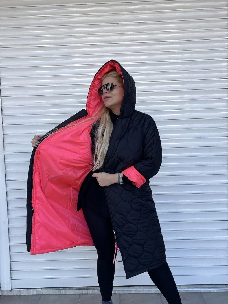 Neon Pembe Astarlı Şişme Mont