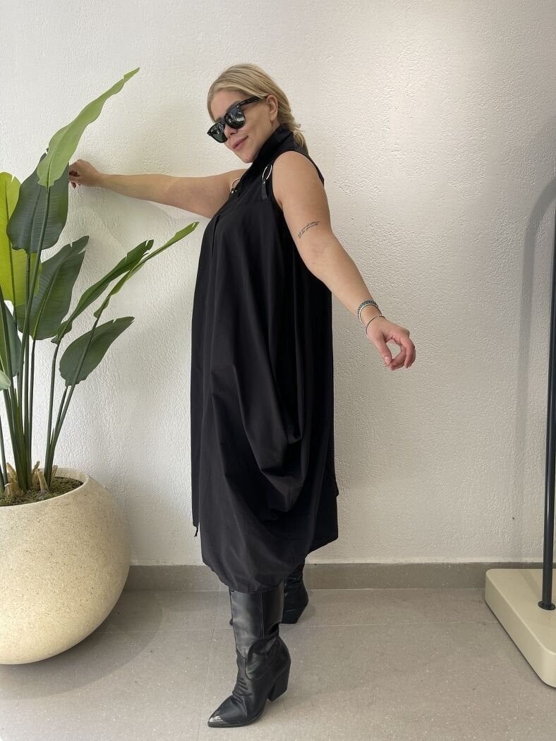 Sıfır Kol Tasarım Cepli Elbise