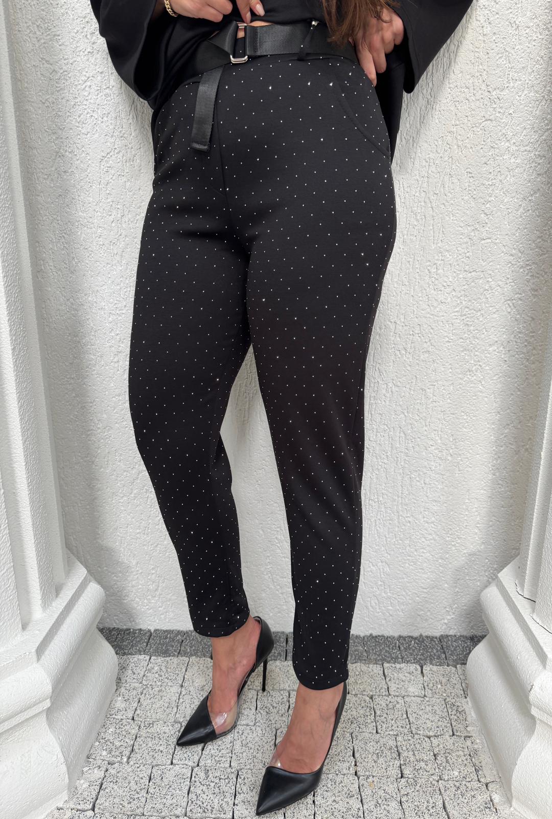 TAŞLI KEMERLİ İTALYAN LİKRALI PANTOLON