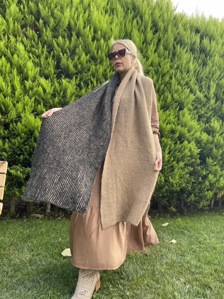 Çift Renk Triko Şal