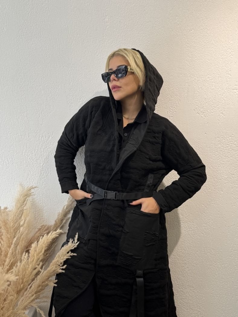 DOKUMA KUMAŞ ŞAL YAKA KABAN