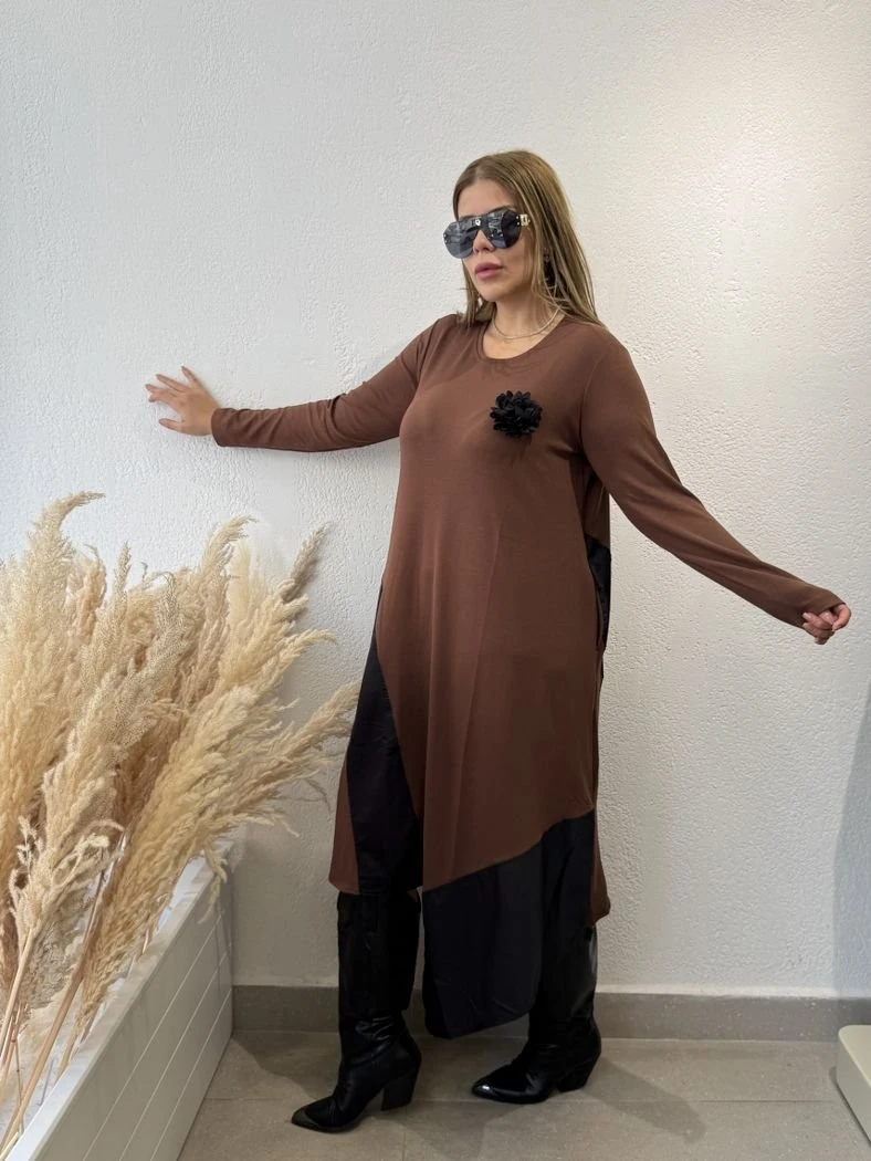 ÇİÇEK BROŞLU MODAL ELBİSE