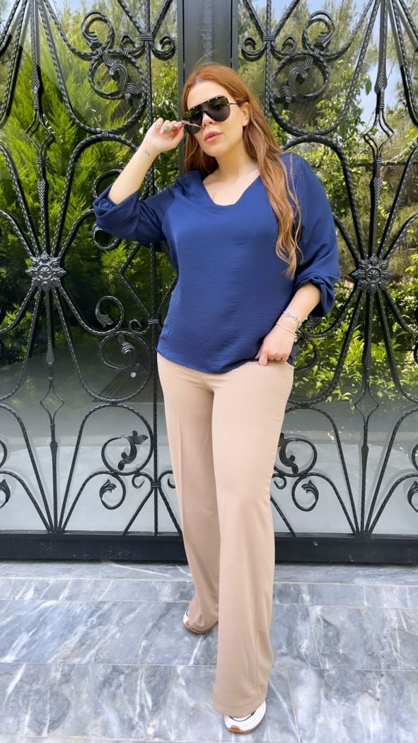 Lacivert Arkası Gold Detay Buz