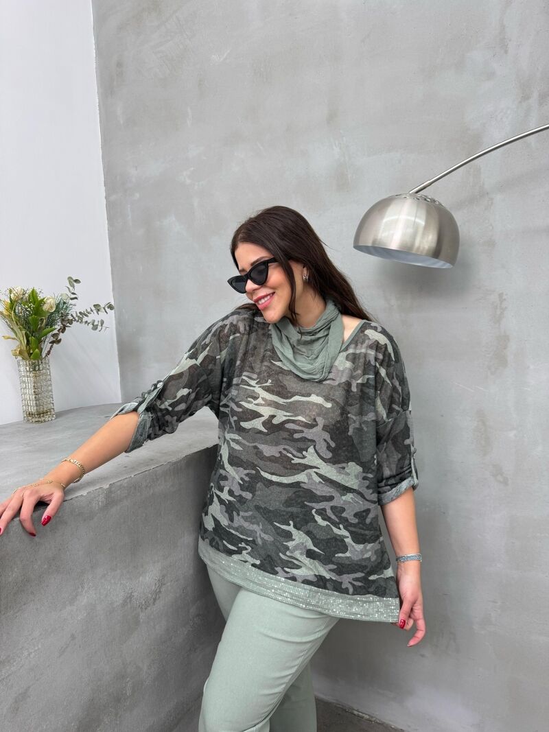 KAMUFLAJ FULARLI TUNİK