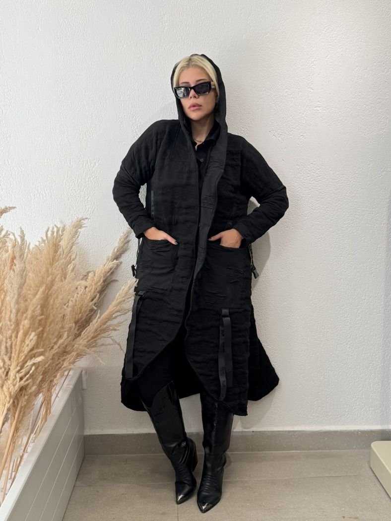 DOKUMA KUMAŞ ŞAL YAKA KABAN