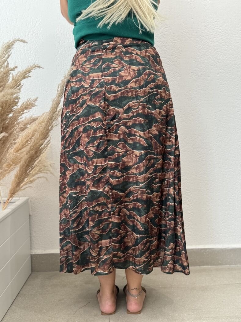 SATEN A KESİM YEŞİL DESEN ETEK