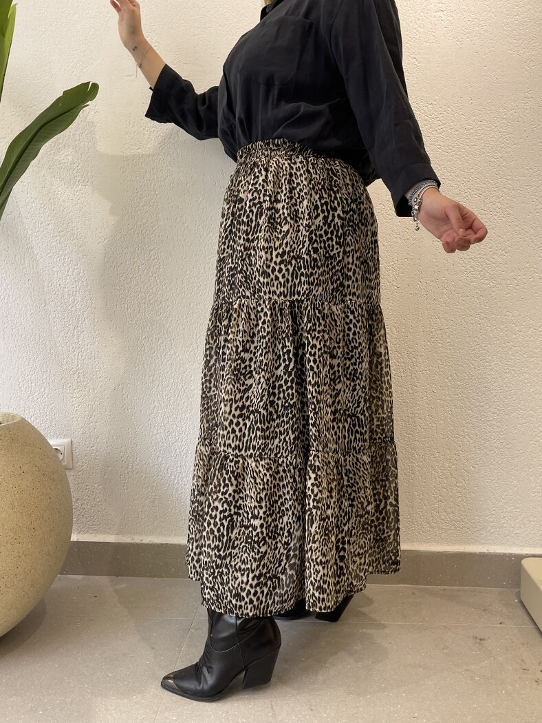 Şifon Çıtır Leopar Etek