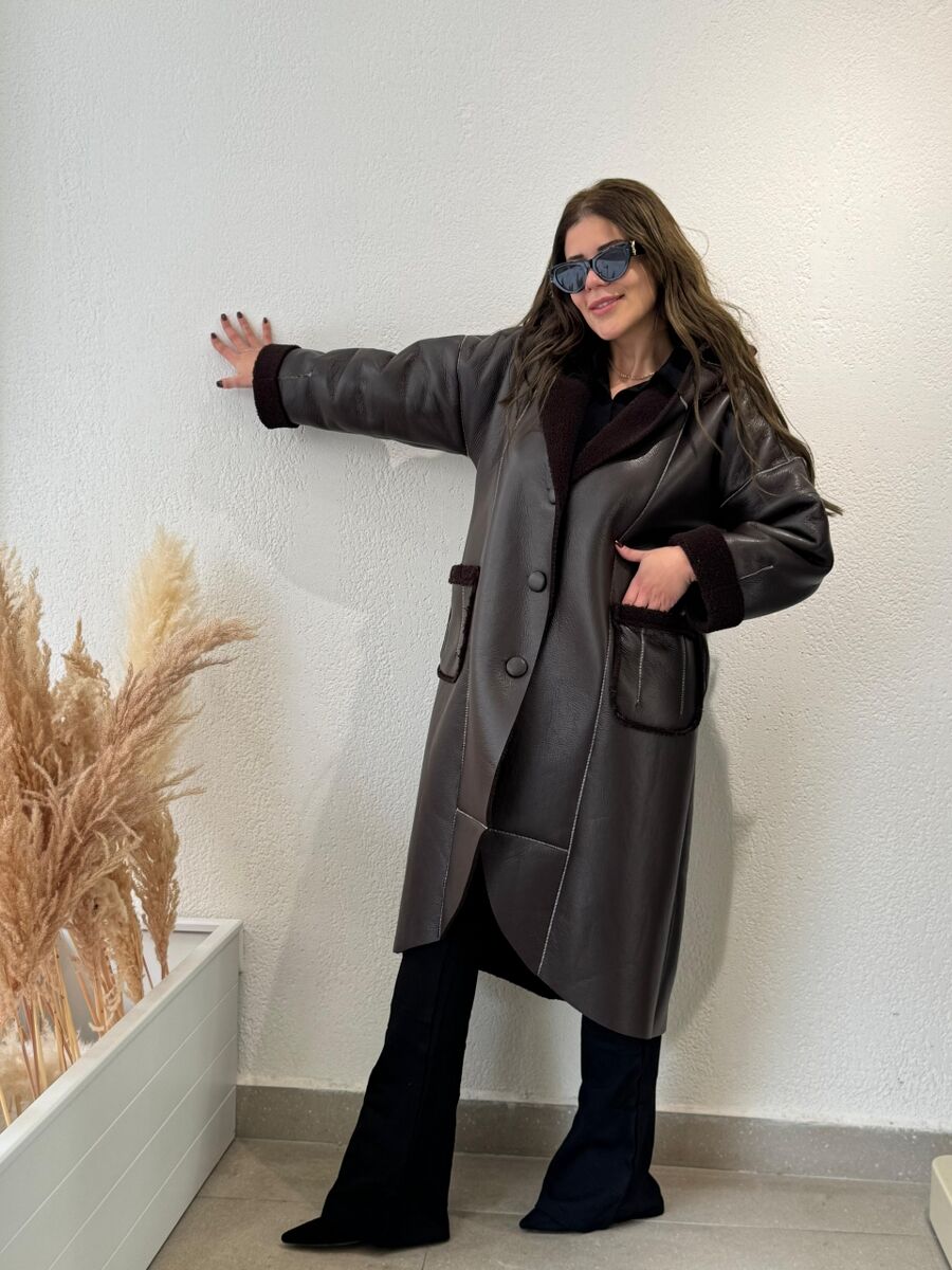 DERİ MONT UZUN KAHVE