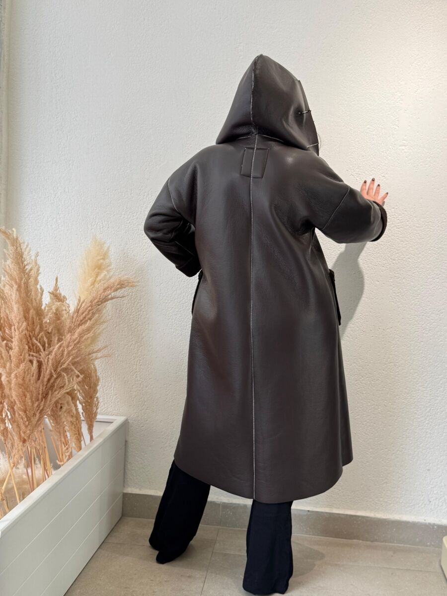 DERİ MONT UZUN KAHVE