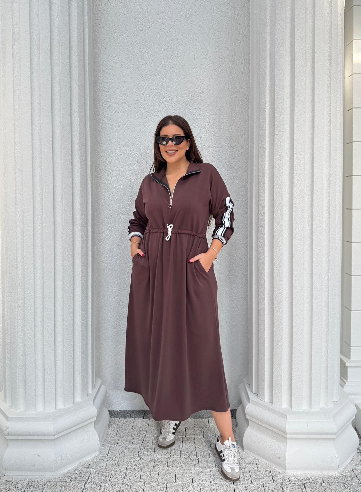 BELDEN BEYAZ İPLİ OYSH MODAL ELBİSE