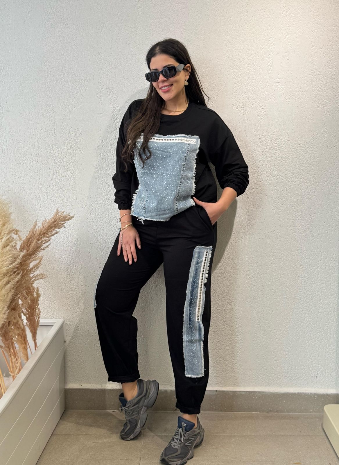 TAŞ VE JEAN DETAYLI MODAL TAKIM