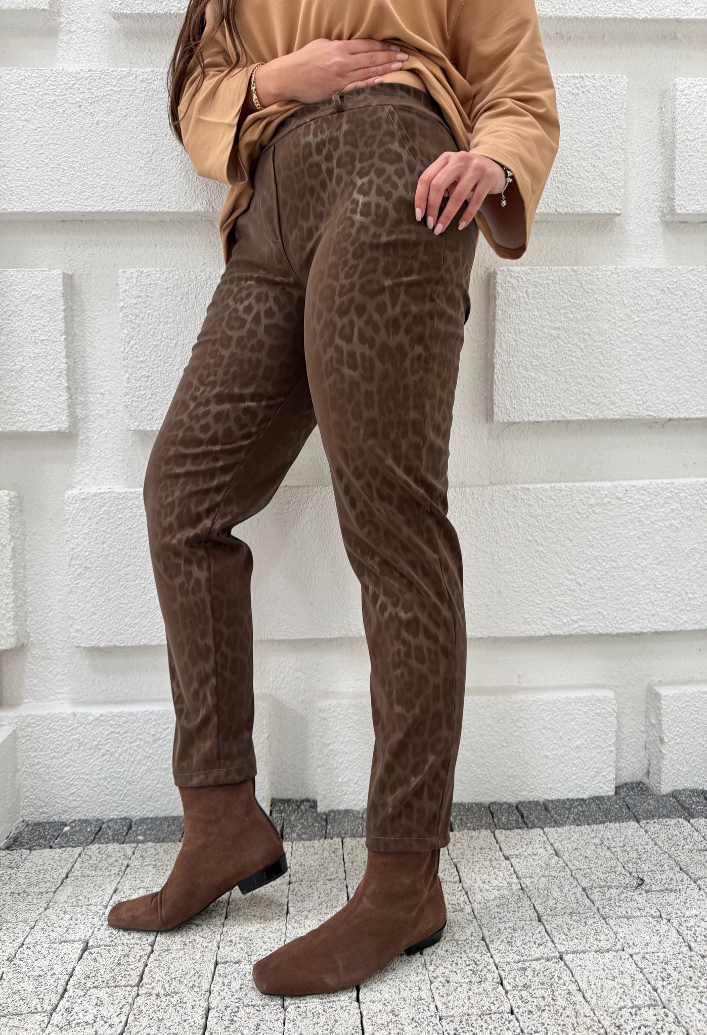 LEOPAR DESEN KEMERLİ PANTOLON