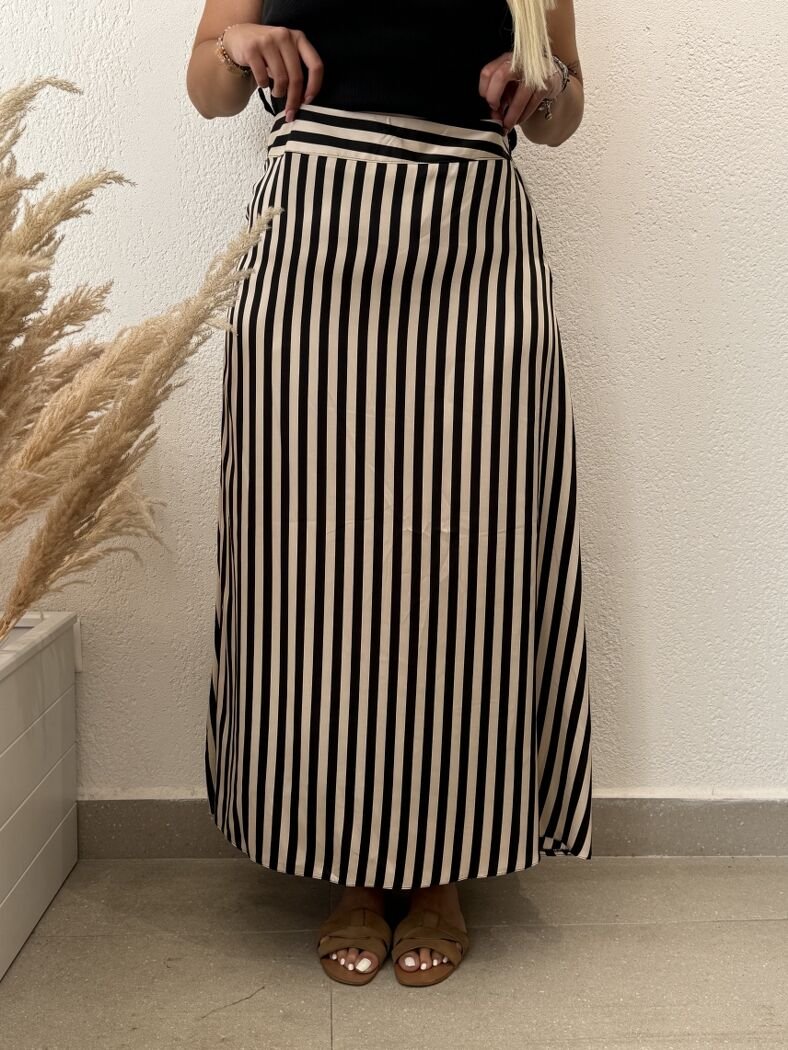 SATEN A KESİM ÇİZGİLİ ETEK