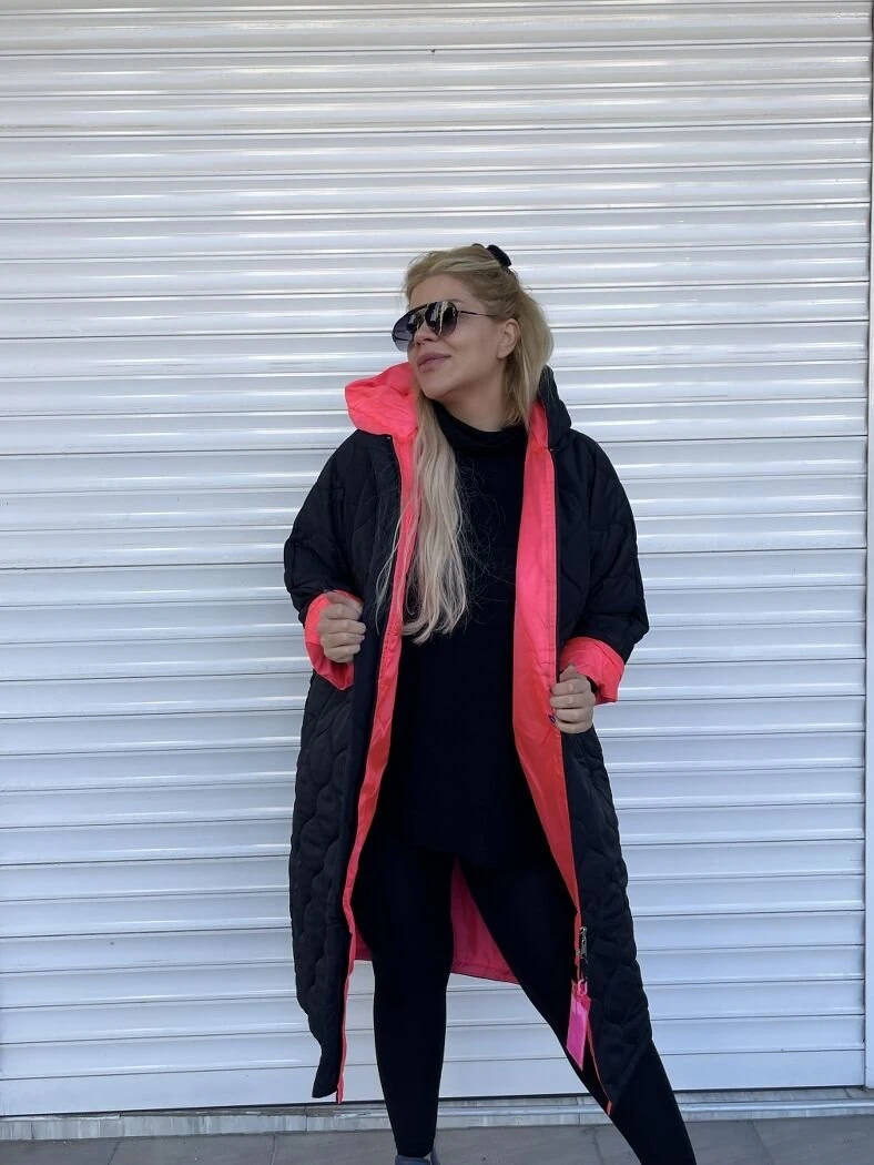 Neon Pembe Astarlı Şişme Mont