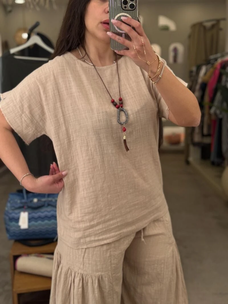 KOLYELİ KISA KOLLU BLUZ