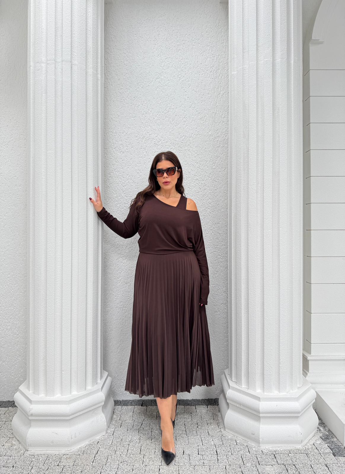 PLİSELİ İKİLİ ELBİSE