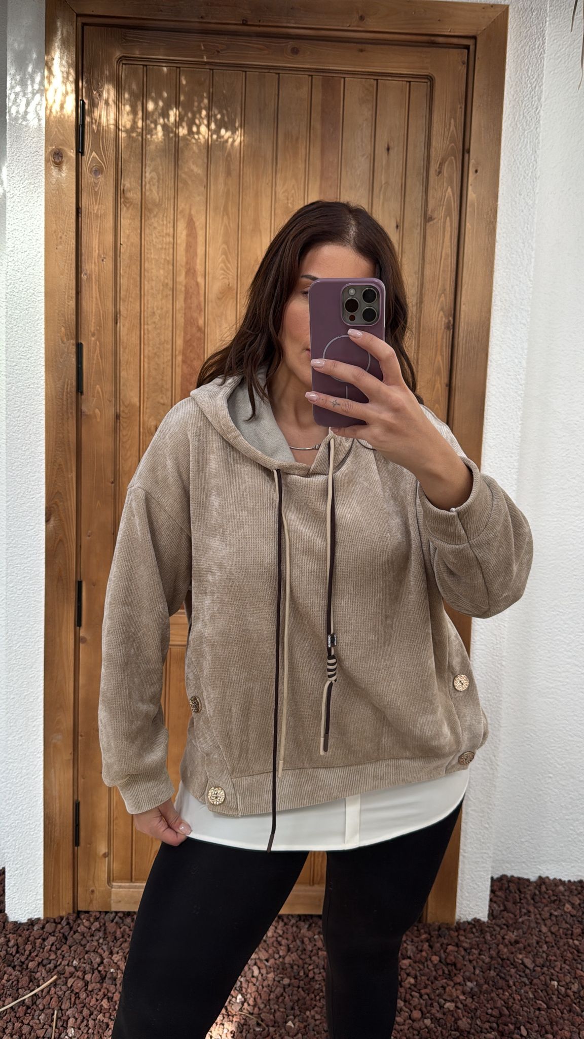 DÜĞME DETAY KADİFE SWEAT