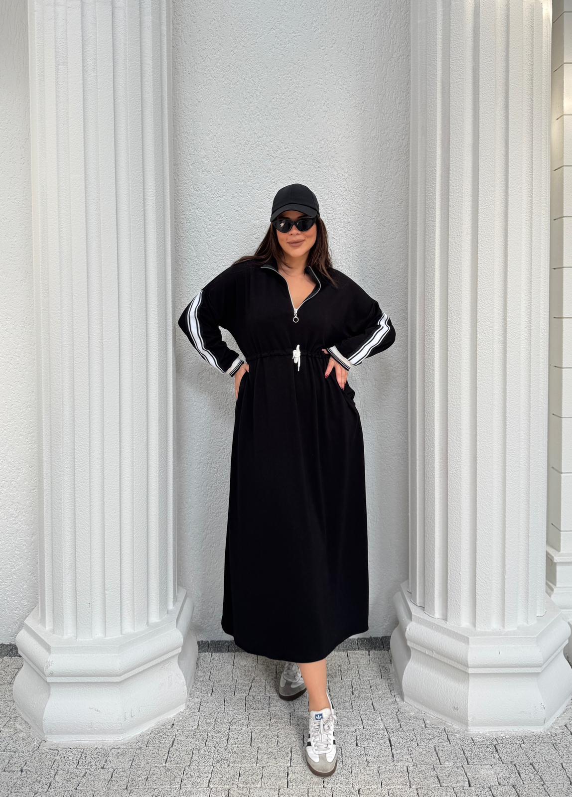 BELDEN BEYAZ İPLİ OYSH MODAL ELBİSE