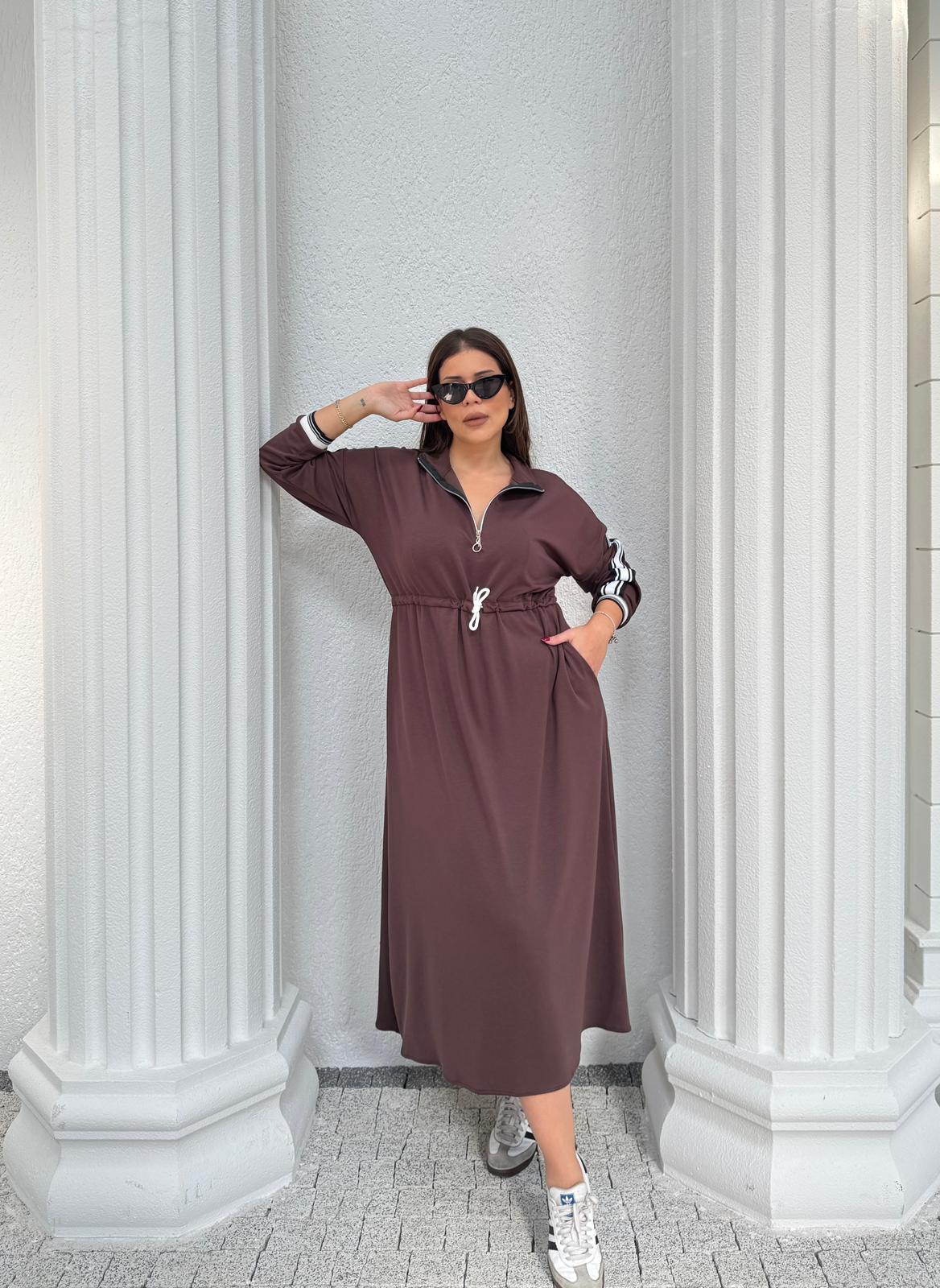 BELDEN BEYAZ İPLİ OYSH MODAL ELBİSE