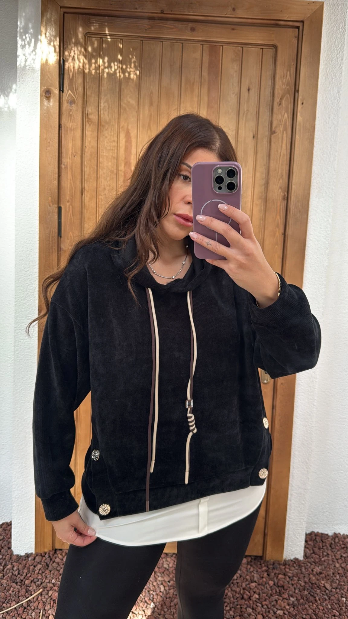 DÜĞME DETAY KADİFE SWEAT