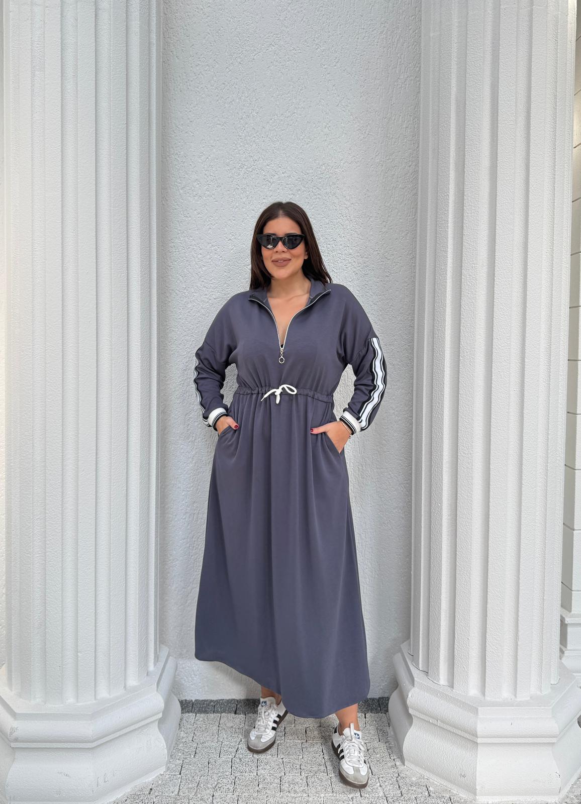 BELDEN BEYAZ İPLİ OYSH MODAL ELBİSE