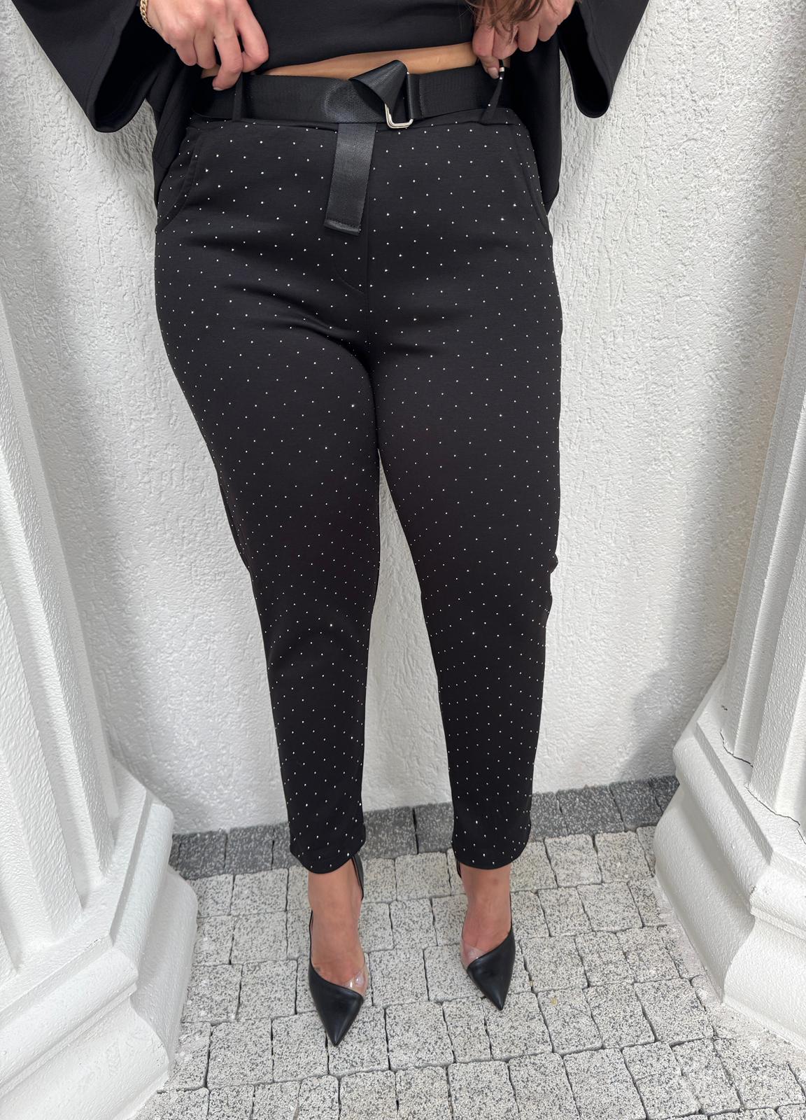 TAŞLI KEMERLİ İTALYAN LİKRALI PANTOLON