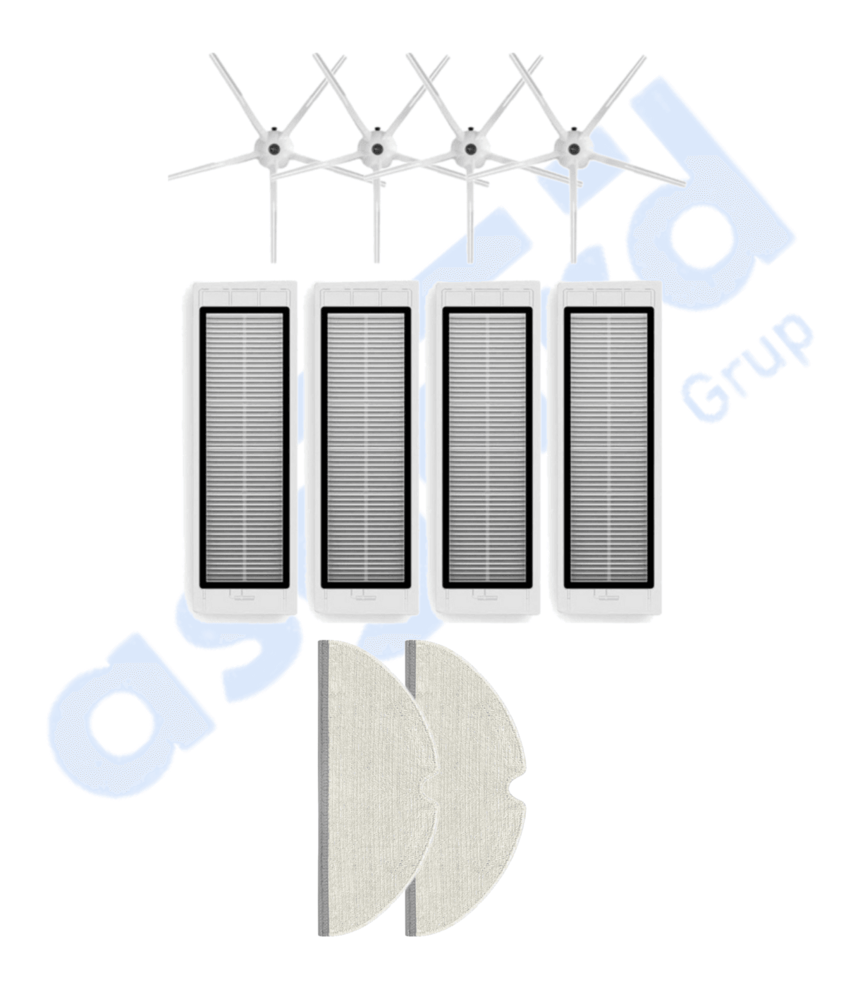 ROBOROCK  S50 – S55 –S5 MAX – S6 – S6 MAXV Uyumlu 4 Yan Fırça 4 Filtre 2 Mop
