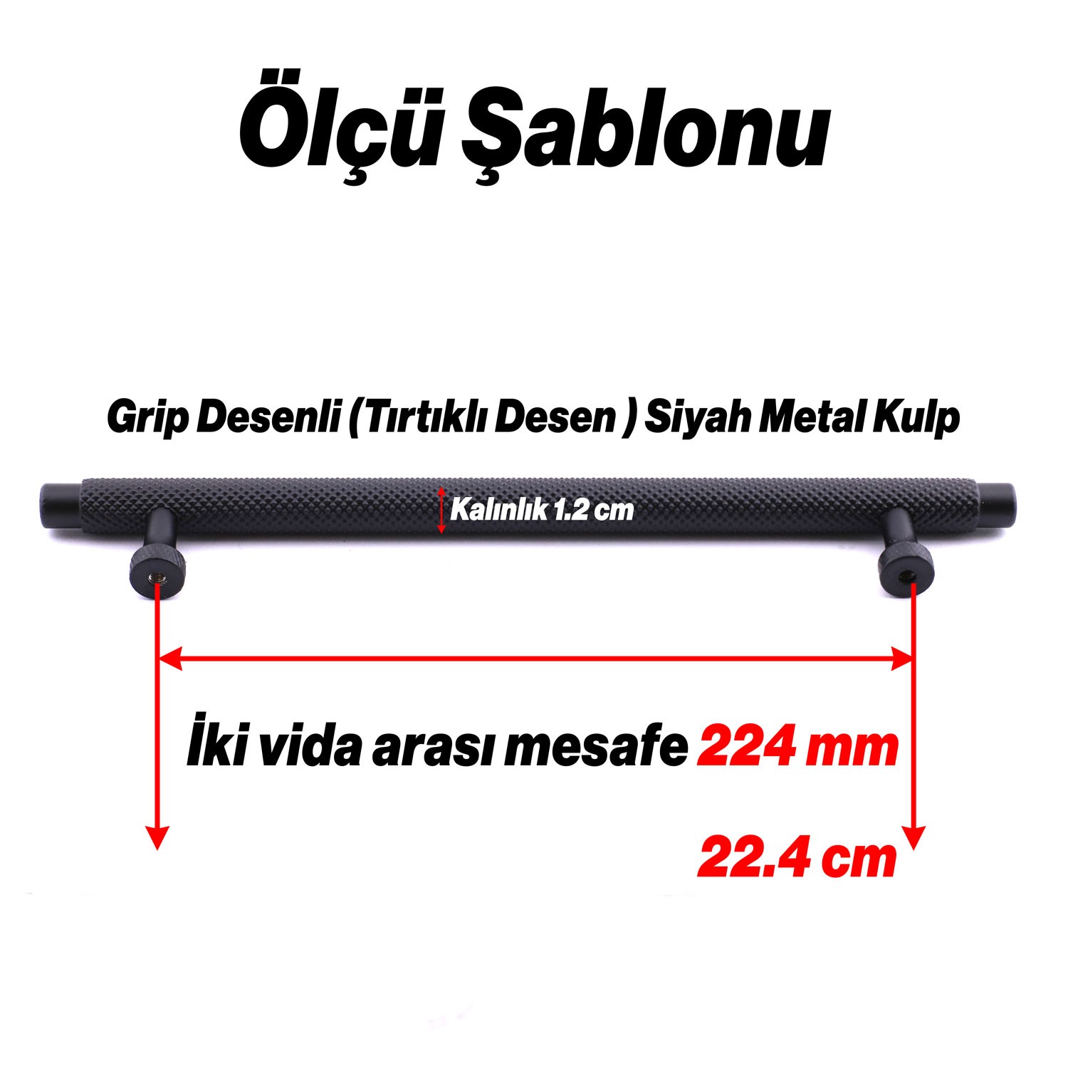 Martin Siyah Metal Kulp 224 mm Mobilya Çekmece Mutfak Dolabı Dolap Modern Kapak Kulpları Grip Desen