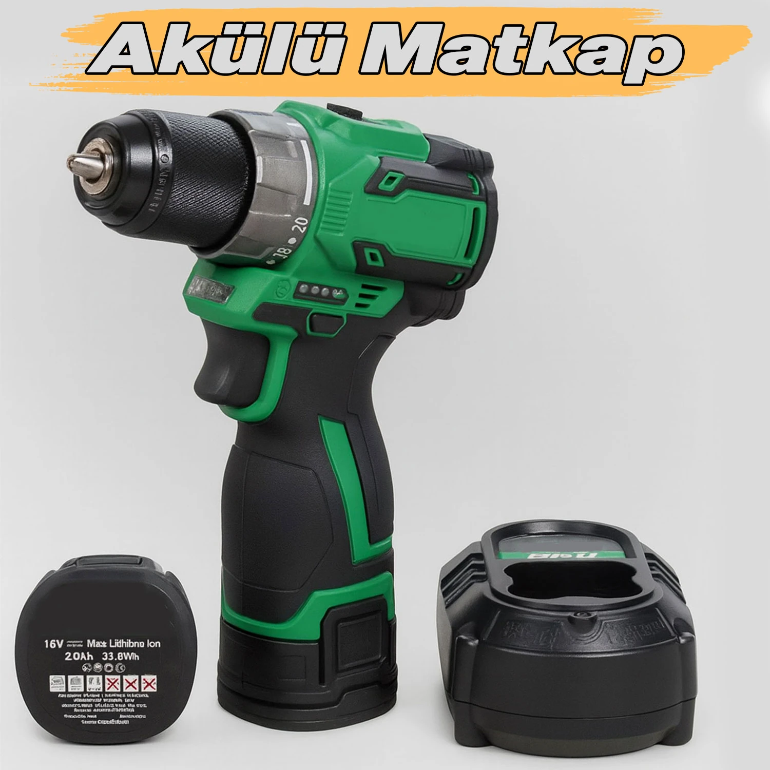 Akülü Matkap 16V 2AH Vidalama Seti Çift Akü Led Işıklı Profesyonel ...