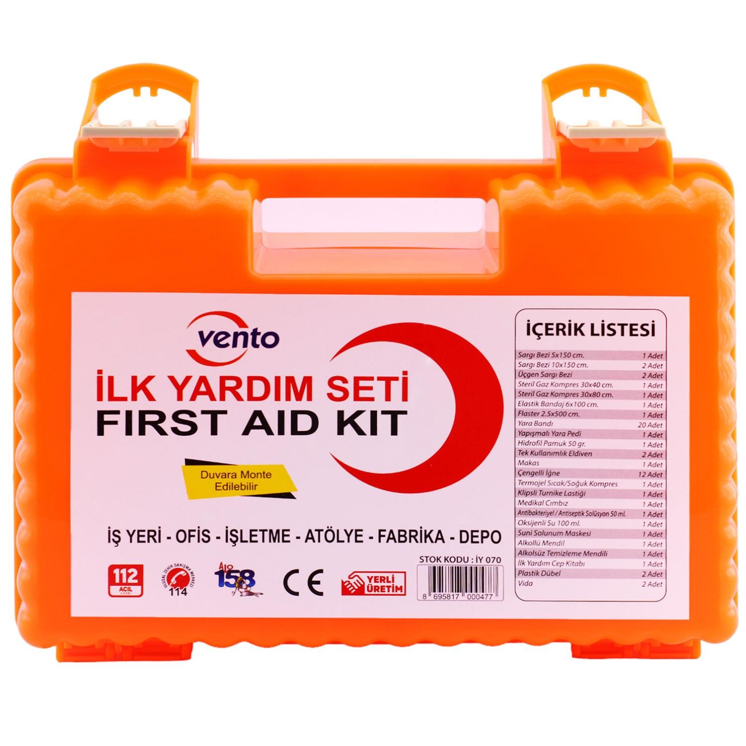 İlk Yardım Çantası ve Acil Mücadele Durum Seti Oto Ecza Dolabı Kiti (60 PARÇA)