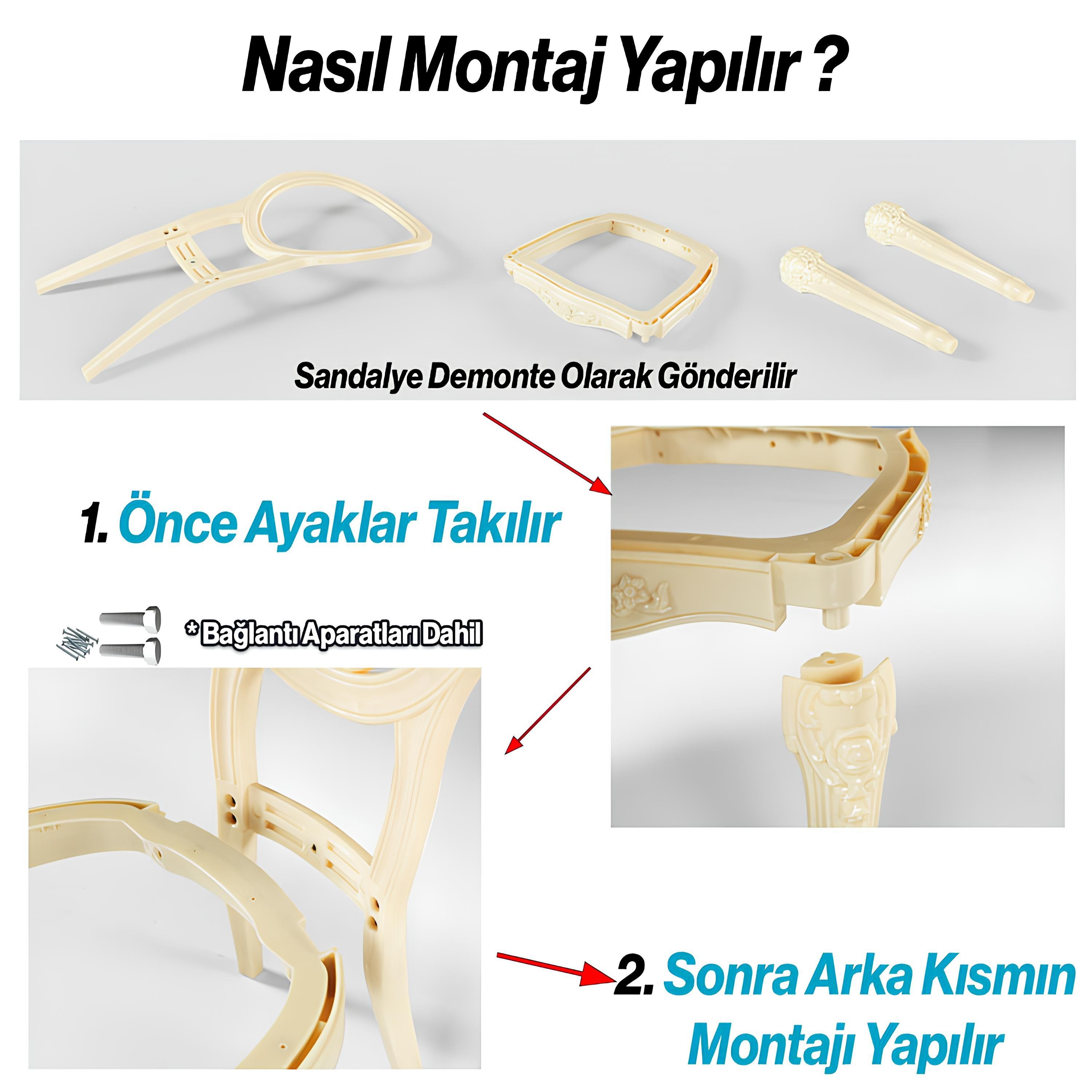 Bella Sandalye Sert Plastik Beyaz Gold Koltuk Bahçe Balkon Mutfak Yemek Masası Sandalyesi