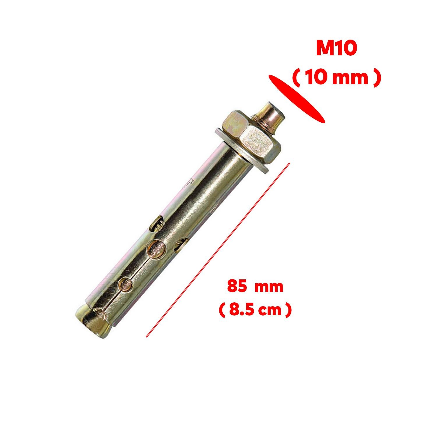( 8 Adet ) Saplamalı Gömlek Çelik Dübel M10x85 mm Raf Montaj Bağlantı Zemin Monte Betona Asma Aparat