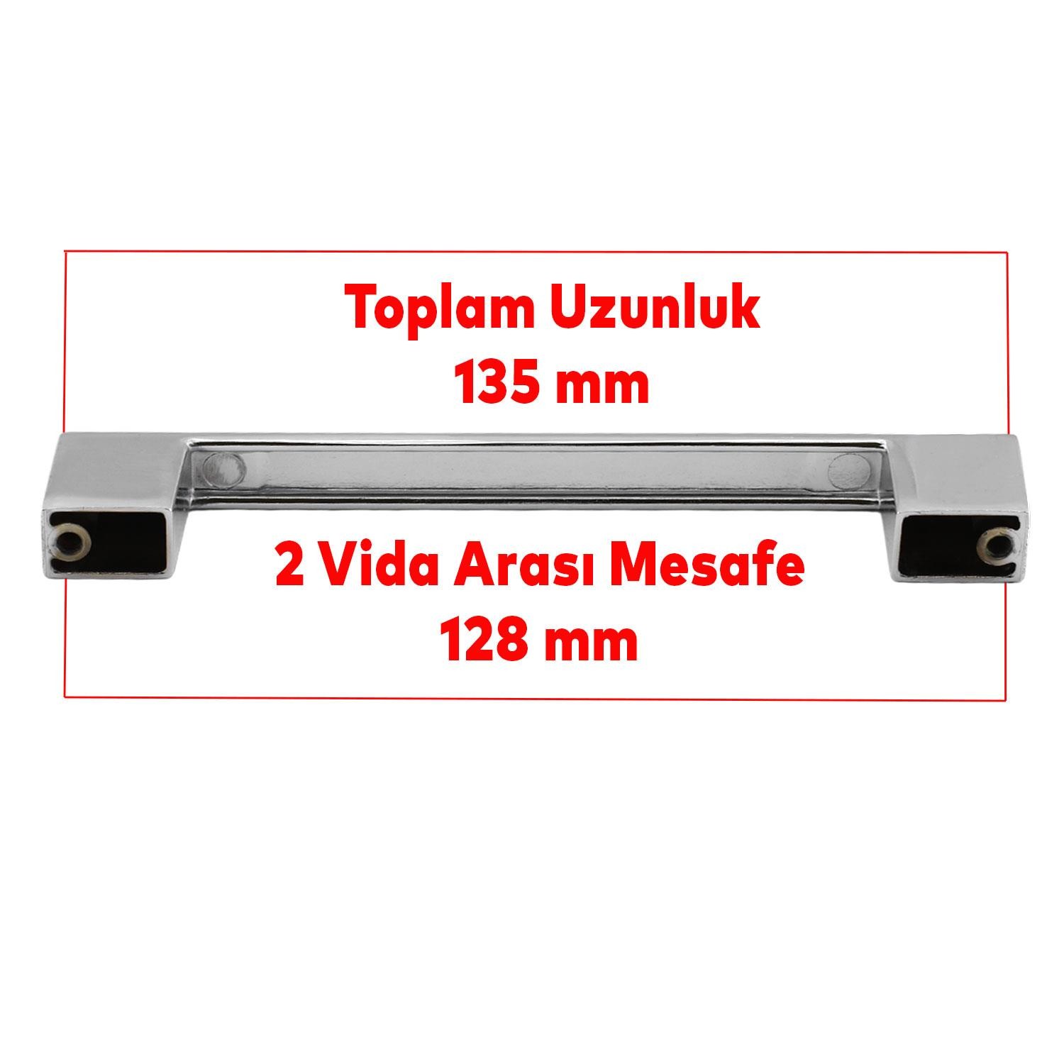 (10 ADET) Gölcük Düz Krom (128 Mm-12.8 cm) Metal Mobilya Mutfak Çekmece Dolap Dolabı Kapak Kulpu Kulbu Kulpları