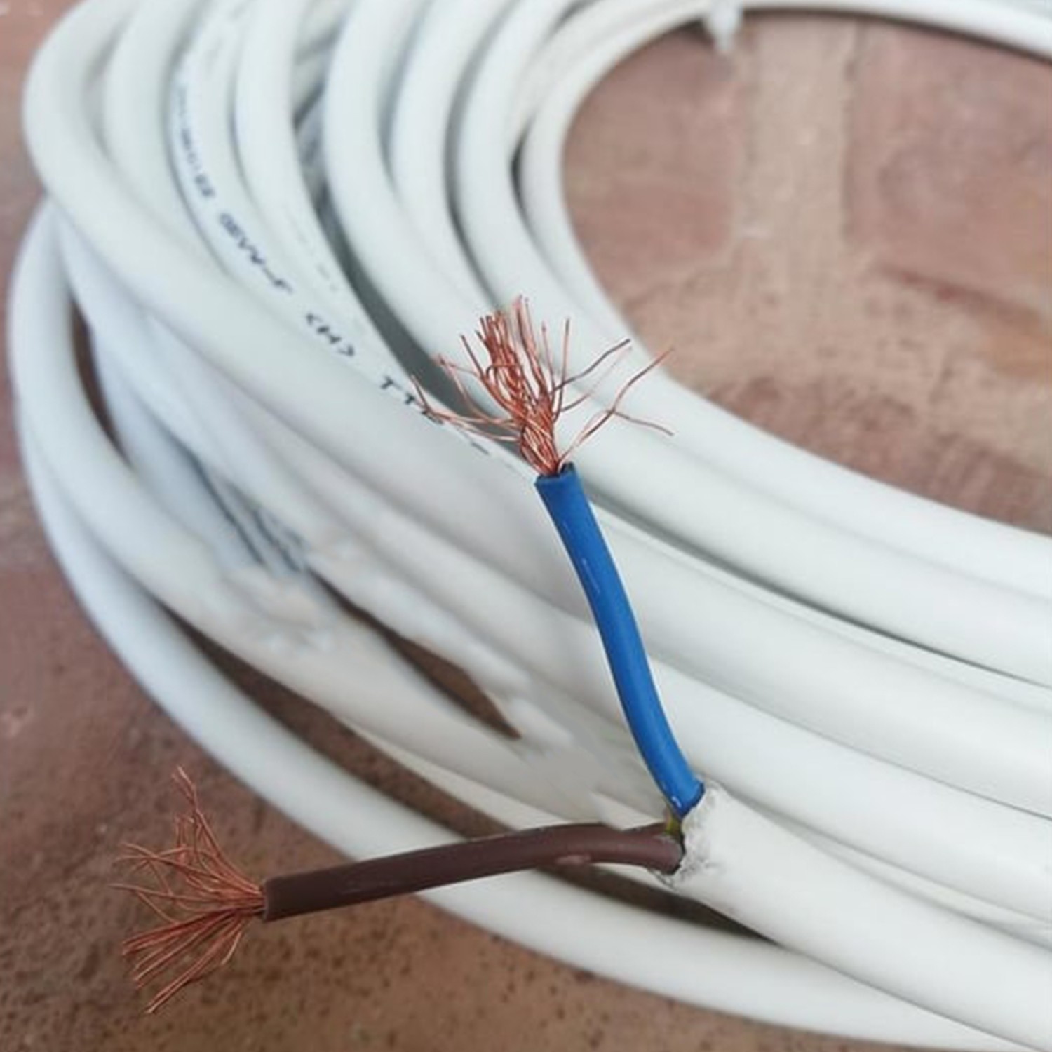 TTR CCA Çok Telli Elektrik Kablosu Bakır İletken Damarlı Beyaz Kablo 2x0.75 mm 100 Metre