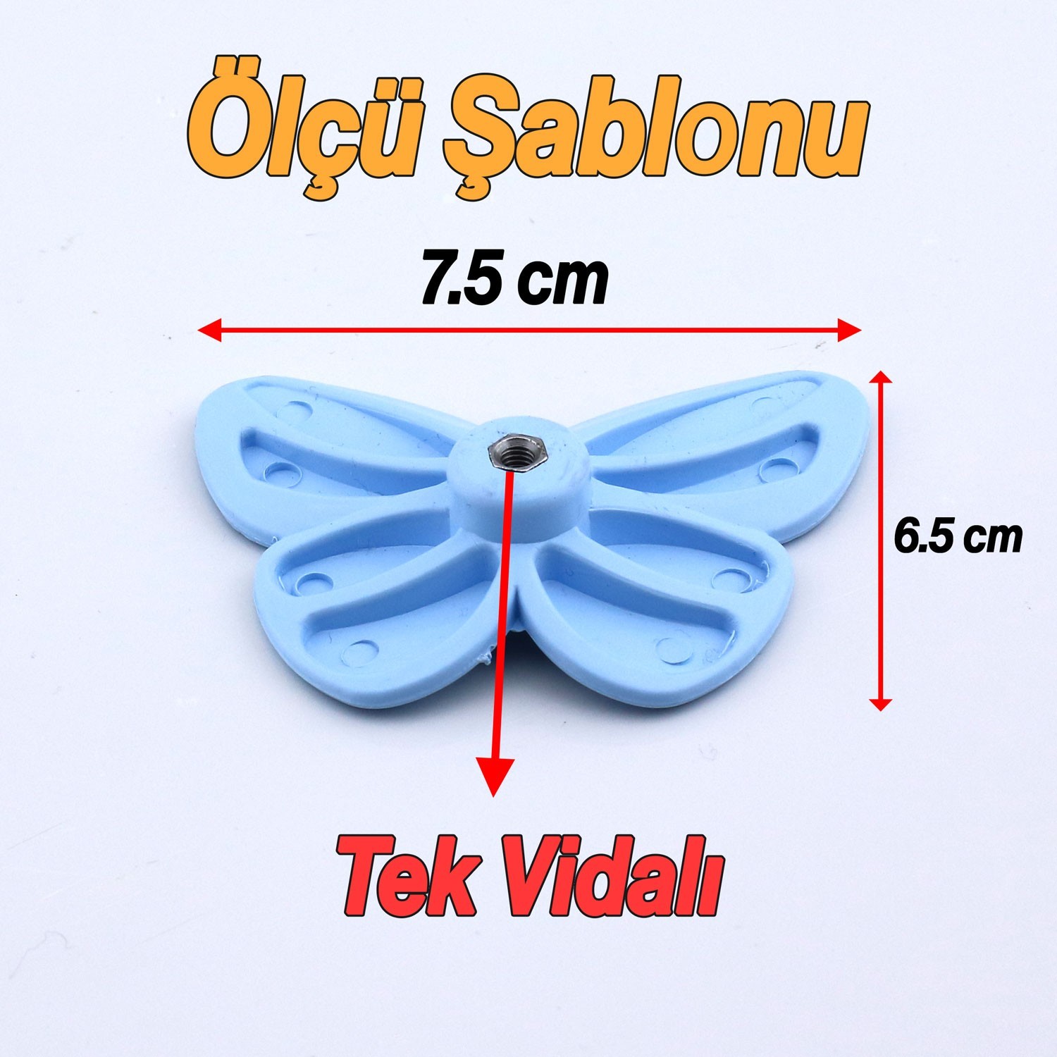 Plastik Kelebek Kulp Mavi Mobilya Çoçuk Odası Kız Erkek Dolap Kapak Kulpu Çekmece Kulbu 1 ADET