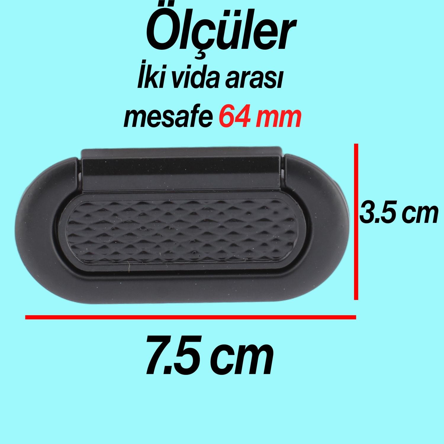 Midas Kulp Mobilya Mutfak Dolabı Çekmece Dolap Kulpları Kapak Kulpu Kulbu Siyah 64 mm Metal